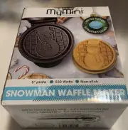 Nostalgia My Mini Snowman 5” Blue Waffle Maker New