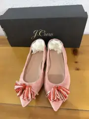 J.Crew Lottie Suede Leather Pointed Toe Tassel Flats Rose Pink Size 6.5 M New