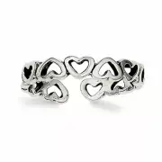Womens Heart Toe Ring Solid 92 Sterling Silver