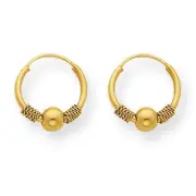 14K Yellow Gold Beaded Endless Hoop Earrings Madi K Children's Jewelry
