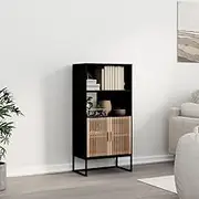 Highboard Black 60x35x125 cm Engineered Wood,Stylish Highboard with Ample Storage for Timeless Scandinavian Decor Living Room Furniture