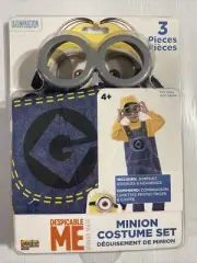 Despicable Me 3pc Costume Size 8-10 Jumpsuit Headpiece Goggles Imagine By Rubies