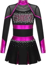 [Yihuimin] Big Girls Cheer Leader Costume Shiny Cheer Uniform Dance Dress for Musical Show Party
