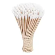 6" 100 Count Cotton Swabs for Ears with Long Wooden Sticks, Cotton Tipped
