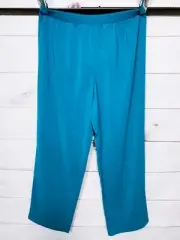 Bob Mackie Womens Pants Size L Teal Elastic Waist Flat Front Pull On