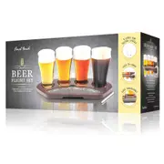 Final Touch Craft Beer Flight Set w/4x 250ml Glasses/Serving Board/Chalkboard