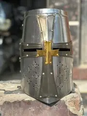 Medieval Crusader Knight Helmet I Wearable On Helmet Stand Included