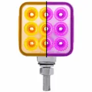 24 LED 3 Inch Square Reflector Stop, Turn, Marker Light - Amber & Red LED