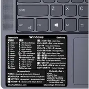 Windows PC/Laptop Reference Keyboard Shortcut Sticker - Black, No-Residue Adhesive, for Any PC Laptop or Desktop (1 PCS) [NBAOEM0181]