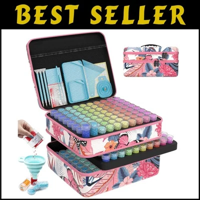 XL Pink Diamond Art Kit with 240 Slots - Organize Your Creativity Effortlessly