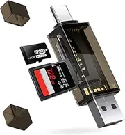 SD Card Reader, High-Speed USB C to Micro SD Card Adapter USB 2.0 Dual Slots, Memory Card Reader for SD/Micro SD/SDHC/SDXC/MMC, Compatible with MacBook Pro/Air