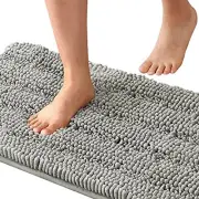 Bath Rugs for Bathroom Non Slip Bath Mats Extra Thick Chenille 59" x 20" Dove