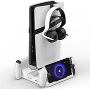 Aceshop PS5/PS5 Slim/PS5 Pro Stand and Cooling Station with RGB Light, PS Portal Charging Dock PS5/PS5 Slim/PS5 Pro Vertical Stand with Dual Controller Chargers, Headset Holder(Disc & Digital Edition)