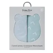 2PK Bubba Blue 55x84cm Nordic Jersey Co-Sleeper Fitted Sheet Baby 0-12m Sky/Mint