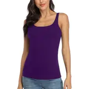 Charmleaks Women's Cotton Tank Top with Shelf Bra Adjustable Wider Strap Camisole Basic Cami Tanks purple