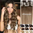 Balayage 8PCS Weft CLEARANCE Clip In Real Remy Human Hair Extensions Full Head