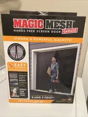 Magic Mesh Hands Free Garage Magnetic Screen Door Single Garage Doors 8/9' New
