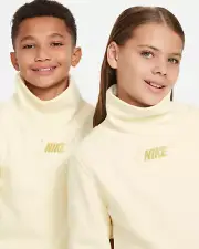 Nike Sportswear Club Fleece Big Kids Long Sleeve Funnel Neck Sz Large FJ6160-113