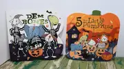 Set of 2 Halloween Paper Back Books Dem Bones & 5 Very Little Pumpkins
