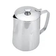 Stainless Steel Milk Pitcher, 350ml with Lid, Coffee Cup Mug Milk Frothing