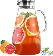 3 Quart Glass Pitcher with Lid,96 oz -Iced Tea Pitcher, Juice, Milk, Coffee, Lemonade - Borosilicate Boiling Glassware - Hot & Cold Beverages Christmas Gift,New Year Gift