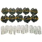 5/8" Dash Bulb Sockets With #194 Bulbs Qty-10 Sockets & 10 Bulbs For AMC #1565