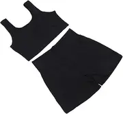 [GLSTOY] Stylish Women Yoga Clothes High Waist Shorts Sleeveless Vest Comfortable Quick-Dry Activewear for Yoga Exercise Breathable Excellent Elasticity Black