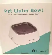 LumoLeaf Splash-Free Pet Water Bowl with Floating Disk Small Dogs Cats NIB