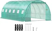 [VEVOR] Walk-in Tunnel Greenhouse, 6x3x2.1m, Portable Plant Hot House with Galvanized Steel Hoops, 3 Top Beams, 4 Diagonal Poles, 2 Zippered Doors & 12 Roll-up Windows, Green