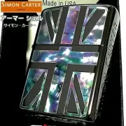 Zippo Oil Lighter Armor Simon Carter Union Jack Shell Inlay Black