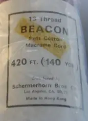 Vintage BEACON 18 Thread Soft Cotton Macrame Cord Spools 140 yards each, Black