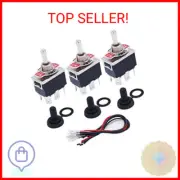 TWTADE 3 Pcs Momentary Heavy Duty Rocker Toggle Switch 6 Pin 3 Position (ON)-OFF