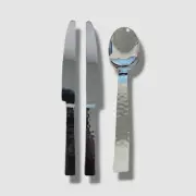 $50 Couzon Silver Ato Hammered Dinner Knife & Spoon 3 Pack