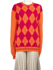 Orange Argyle Knitted Jumper