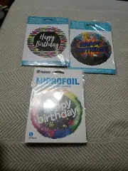 3 Happy Birthday Mylar Balloons-Party Decoration Lot B