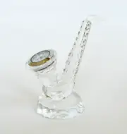 NEW ELIZABETH LONDON CRYSTAL SILVER SAXOPHONE FIGURINE SHAPED CLOCK IN BOX