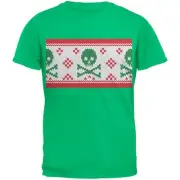 Knit Skull And Crossbones Ugly Christmas Sweater Green Youth T-Shirt