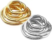 [Joufsonan] 2 Pack Bendable Snake Necklace Silver/Gold Women Adjustable Snake Wrap Necklace Choker