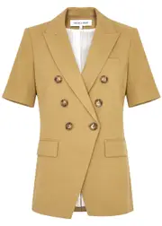 Veronica Beard Atwood Linen-blend Dickey Blazer - Taupe - 6 (UK10 / S) 6 (UK10 / S)