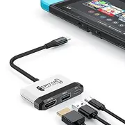 [RREAKA] Switch Dock for Nintendo Switch OLED, 3 in 1 Switch TV Adapter with 4K HDMI, USB 3.0 Port, Type C 100W Charging, Portable Switch Docking Station Travel, for Samsung Dex S24, MacBook