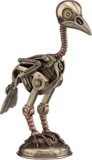 Steampunk Crow Skeleton Antique Bronze Finish Statue - 7-1/4" Tall