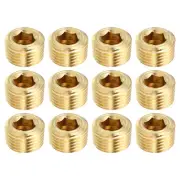12pcs 1/8" NPT Brass Hex Countersunk Plugs Hex Thread Socket Pipe Fittings