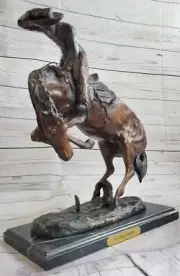 "Rattle Snake, by Frederic Remington, Hand Cast Bronze on Marble Base Figurine