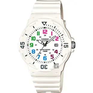 【CASIO 卡西歐】學生錶 迷你運動風指針手錶-彩色x白 考試手錶(LRW-200H-7BVDF)