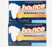 Lot Of 2! Bounce Wrinkle Guard Outdoor Fresh Scent Dryer Sheets 50 Sheets Each