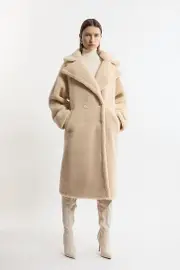 Faux Fur Teddy Longline Coat