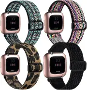 4 Pack Elastic Bands Compatible with Fitbit Versa 2 /Versa /Versa SE/Versa Lite
