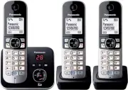 DECT Digital Cordless Phone with Built in Answering Machine and 3 Handsets Black