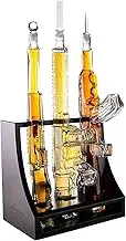 3 Gun Whiskey Decanters Set & Rifle 1000ml - The Wine Savant - Pistol Rack Display, Patriotic Barware, Veteran Gifts, Man Cave Decor, Military Gifts, Whiskey Decanter Set Crystal Clear Glass AR15 AK47