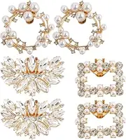 AUEAR, Rhinestone Shoe Clips Sparkling Crystal Shoe Buckles Metal Shoe Clips for Party Wedding